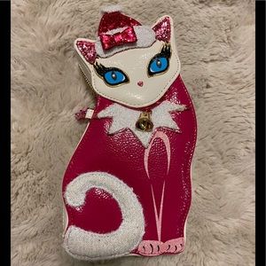 Betsy Johnson pink holiday kitty Crossbody purse
